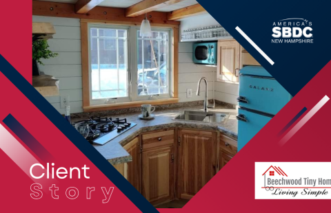 Beechwood Tiny Homes Client Story graphic with kitchen image