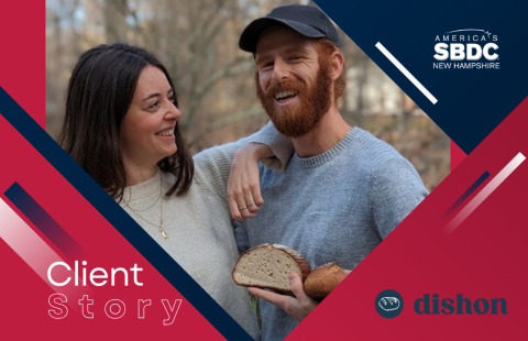 Dishon Bakery Client Story graphic with photo of Salome & Evan Lang