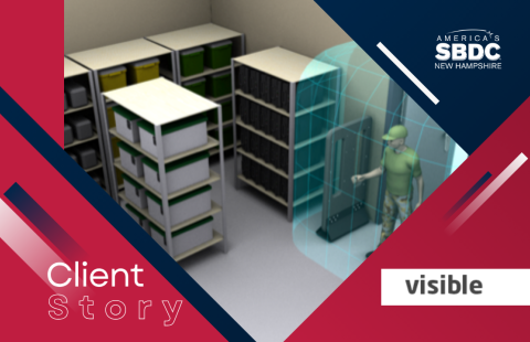client story graphic with image of model of Visible Assets' door lock that is scanning a person entering to identify if has approval to enter