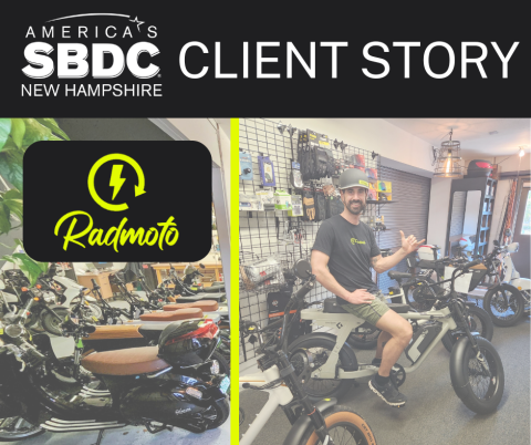 Radmoto client story graphic with Chad Sullivan and e-bikes