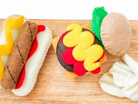 felt and stitched hotdog & hamburger