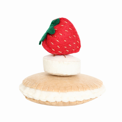 felt and stitched strawberry on top of whoopie pie